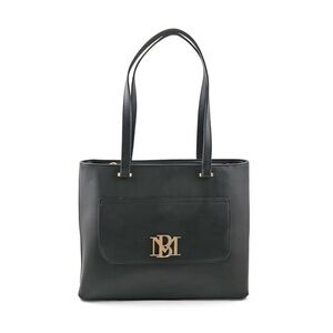 Badgley Mischka NWT Vegan Leather Tote Bag with Gold Monogram Quiet Luxury